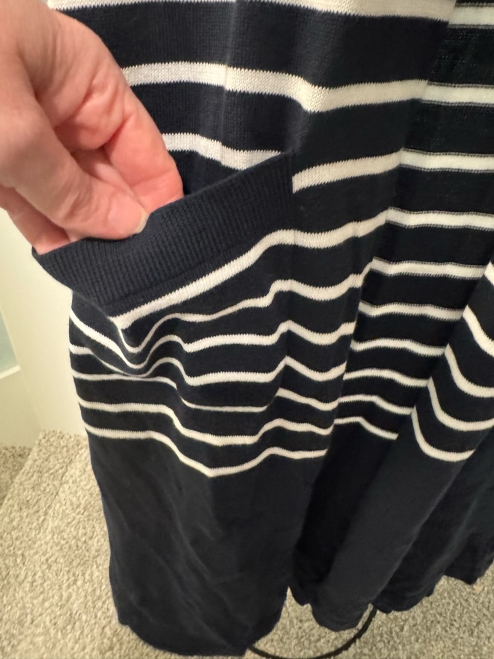 Cabi Navy & White Stripes Small S Open front duster cardigan pockets nautical - Picture 13 of 13